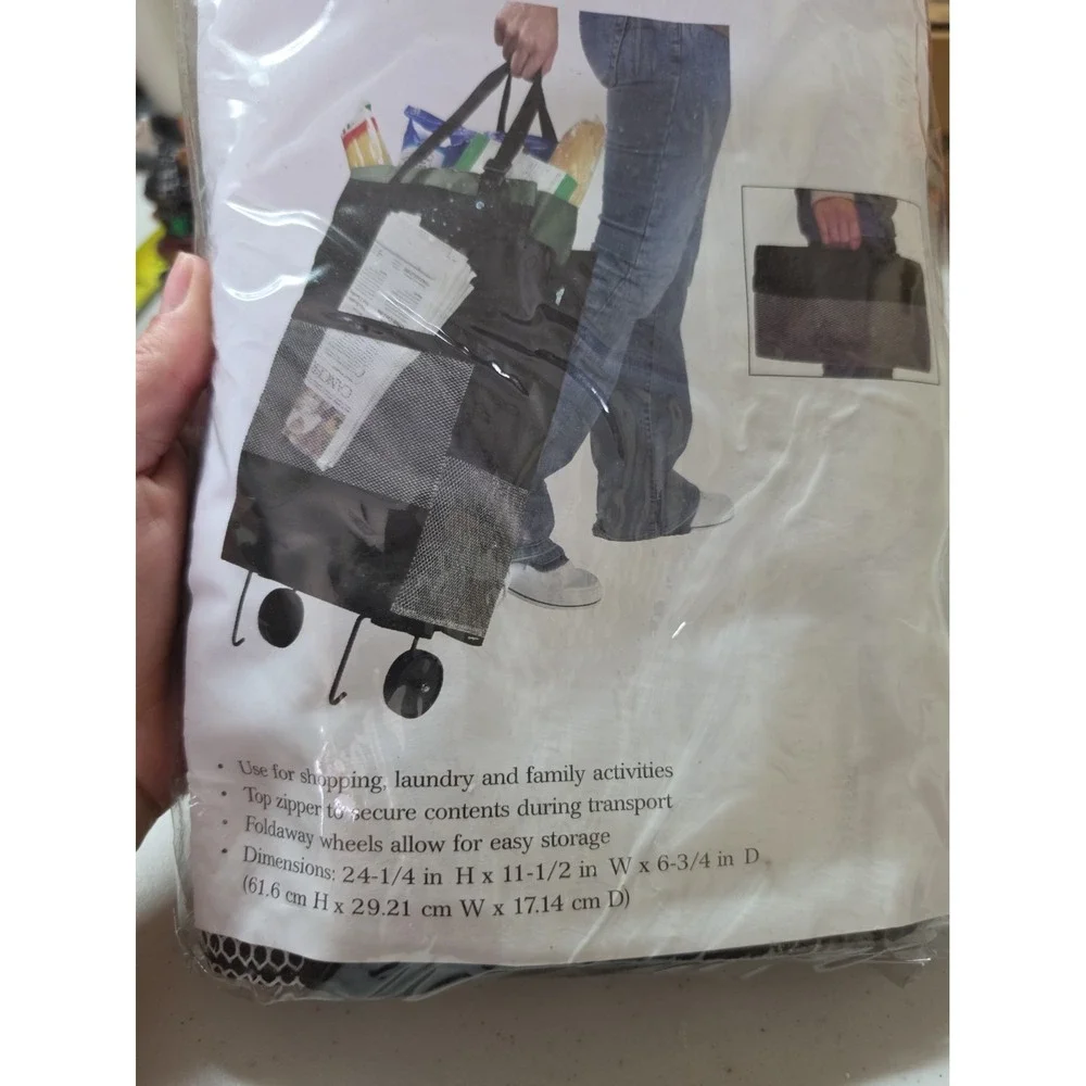 Vtg LivingSolutions Collapsible Rolling Cart 24.25X11.5X6.75